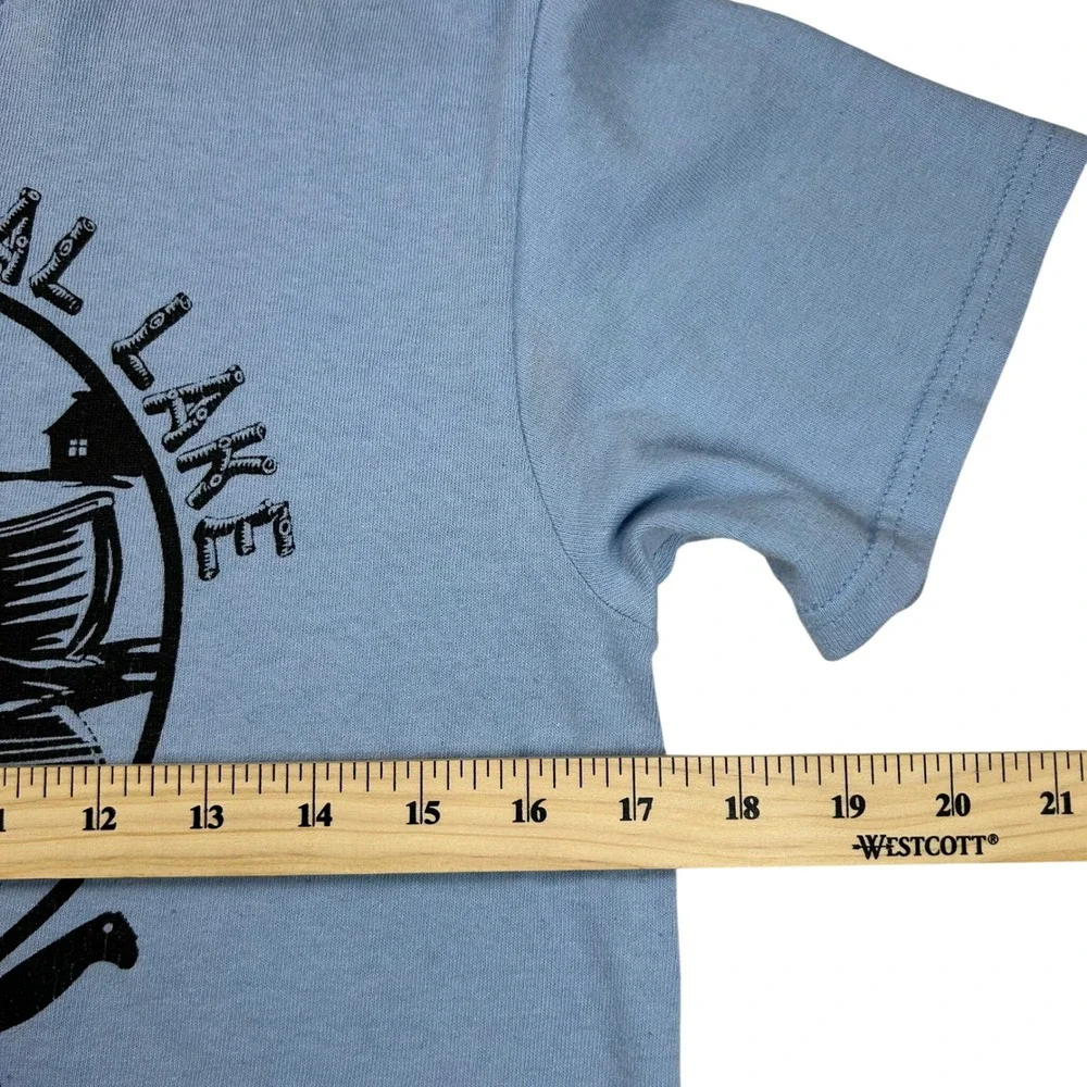 Friday the 13th Camp Crystal Lake Jason Voorhees Blue Graphic T-Shirt Mens Small